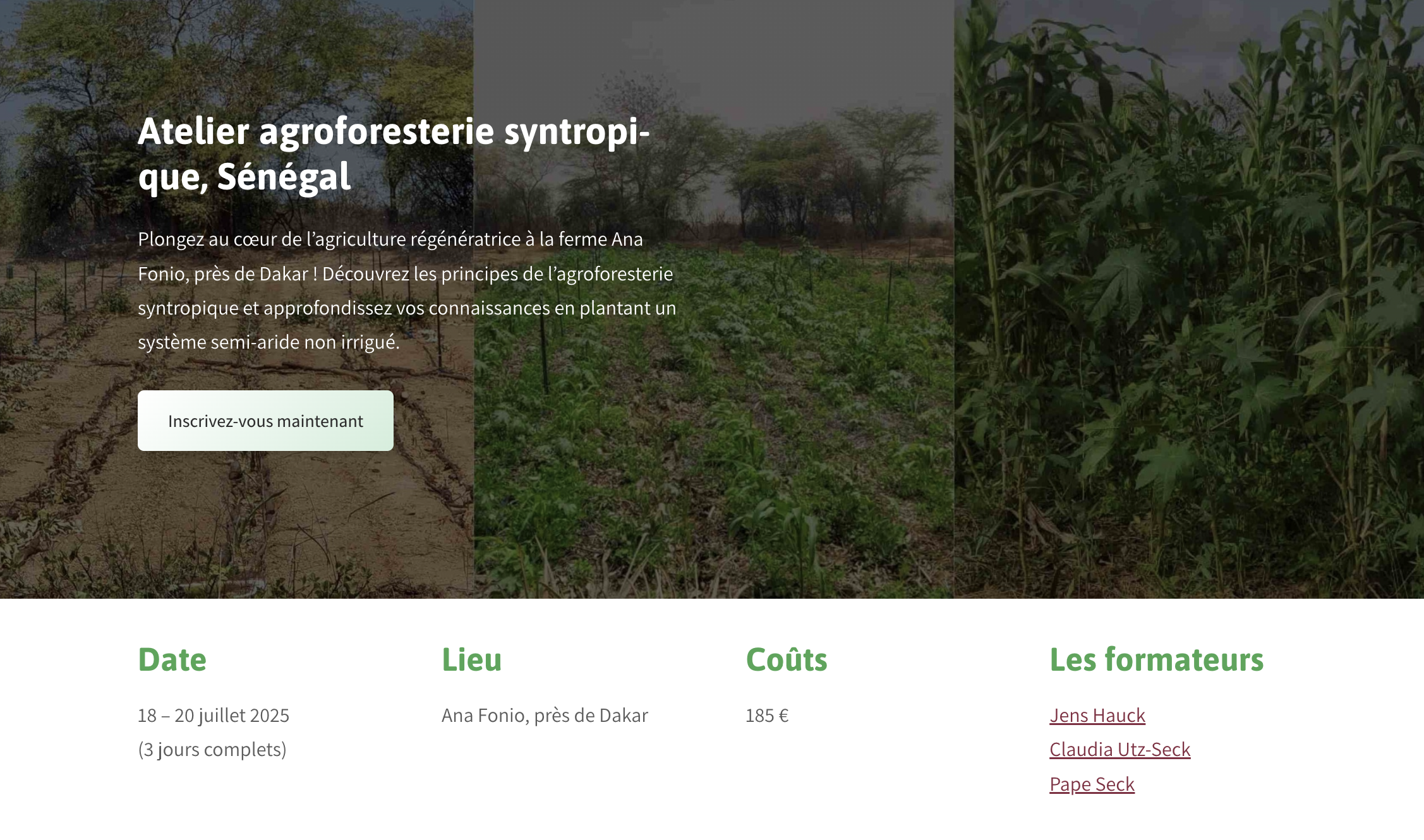 Atelier agroforesterie syntropique Sénégal